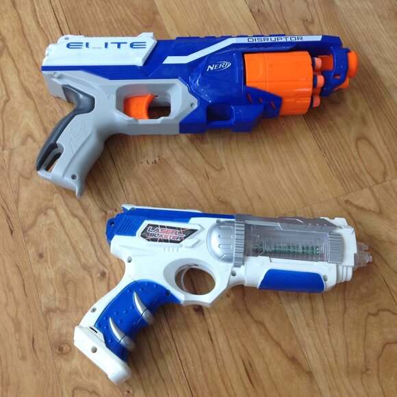 Nerf N-Strike Elite Disruptor 6 Dart Rapid Fire Gun Blaster & 'Laser Blaster' - Picture 1 of 4